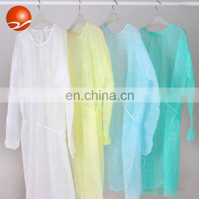 Blue/Yellow/Pink/Green Disposable Non-woven SMS/PP PE Protective Isolation Gown