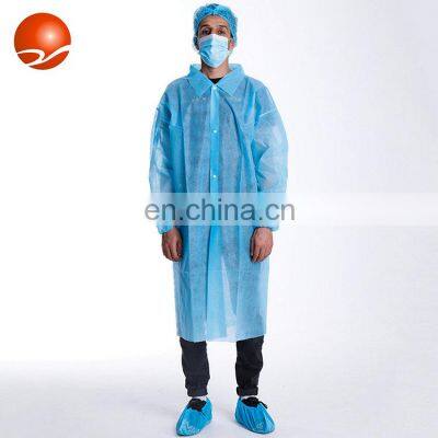 Disposable Nonwoven PP Lab Coat with Pockets and Buttons