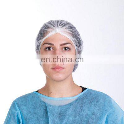 Men Fashion Disposable Pp Non Woven Strip Clip Cap Bouffant Head Cover Hair Net Hat Round Mob Cap Food Industry