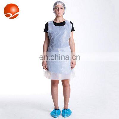 White /Blue/Pink Kitchen Apron Polyethylene Disposable CPE PE Plastic Long Without Sleeve Apron for Men Women Adult