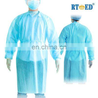 Disposable Medical Surgical Gown Operating Clothes back openings and tie-backs knit-cuff SS/SMS/PP+PE factory wholesale