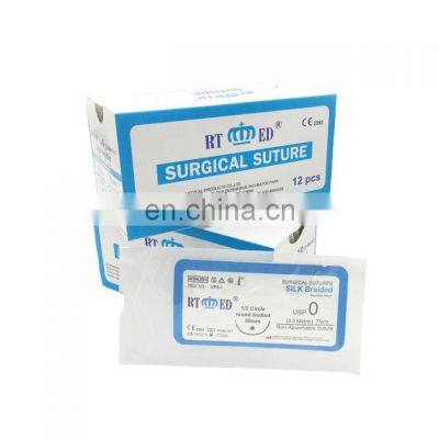 High quality medical black braided silk sutures