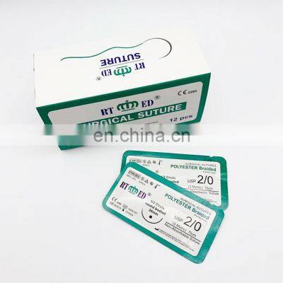 Medical Disposable Sutures Polyester Surgical suture with Needle Non-absorbable