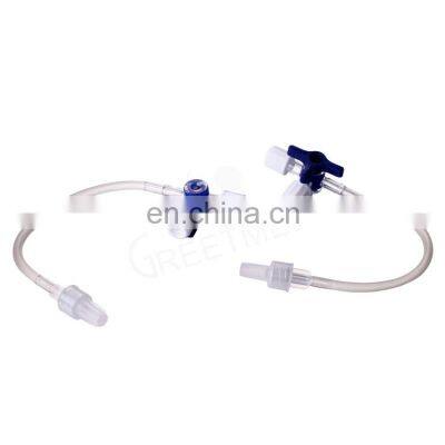 China manufacturer plastic 3-way stopcock with extension tube 10cm