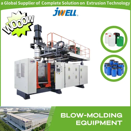 Jwell 30/50/100 L Blow Molding Machine Suitable for Producing 15-100 L Different Size Jerrycan, Open-Top Barrels and Others Chemical Packaging Products.