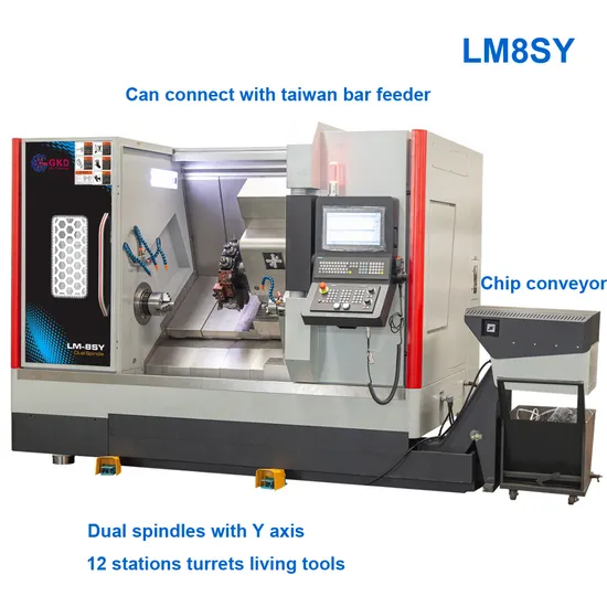 Hydraulic Chuck Optional on CNC Lathe Y Axis Chip Conveyor