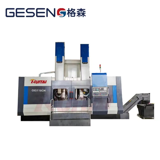 CNC Torno Mecanico Dual Column Tool Post Rotating Spindle CNC Machine Vertical Turning Grinding Composite Lathe Factory OEM