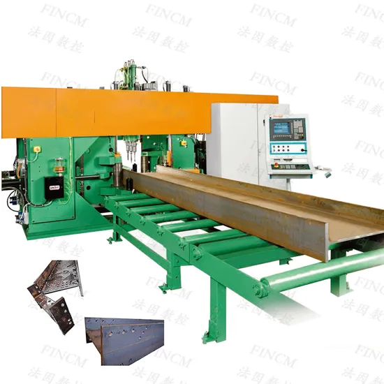 Heavy Structural Fabrication Beam Drilling Sawing Machine FINCM Steel Construction H-Beam CNC Three-Demisional Drilling Machine