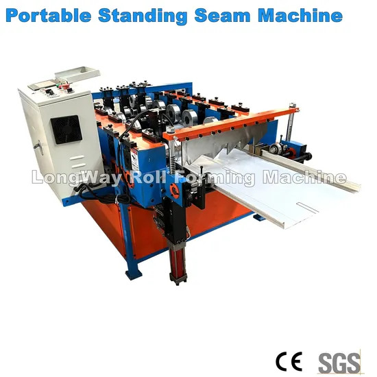Portable Clip Lock Snap Lock Standing Seam Roofing Sheet Roll Forming Machine with Electrical Lock Seamer