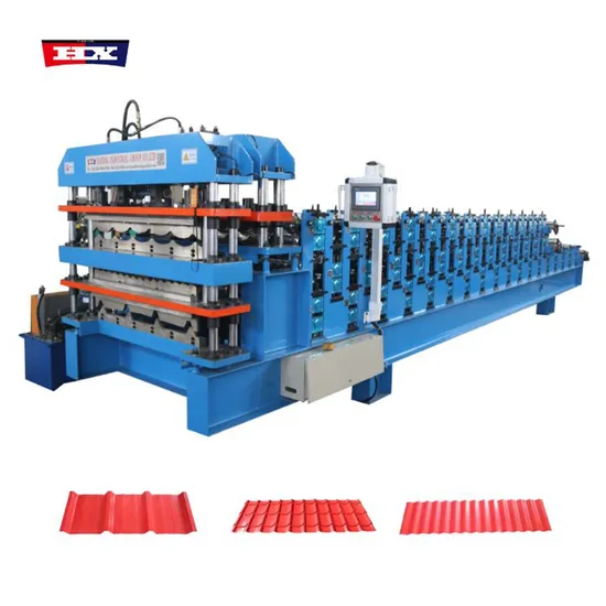 1220mm Triple Layer Glazed Tile Corrugated Trapezoidal Manufacturing Machine Three Layer Roofing Metal Steel Iron Sheet Roll Forming Making Machine