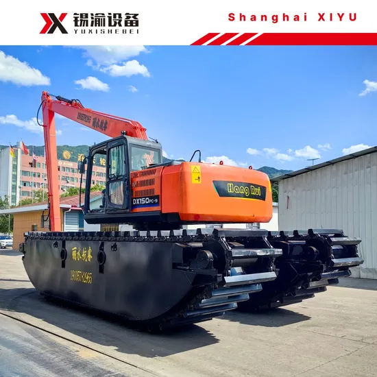 15-Ton Floating Excavator Pontoons Used for River Dredging and Wetland Operations