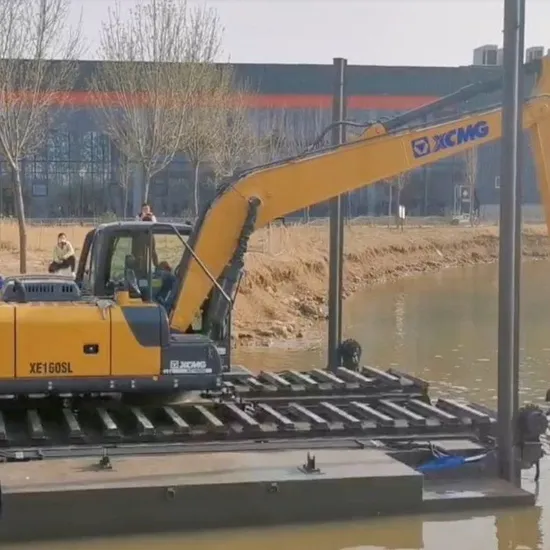 High-Performance Amphibious Excavator with Reinforced Pontoon Design and Positioning Piles