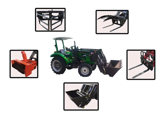 CE Tz-8 Series 4 Wheel Tractor Mini 4 in 1 Front End Loader Can with Dozer Blade Forklift Snowblower Backhoe Excavator