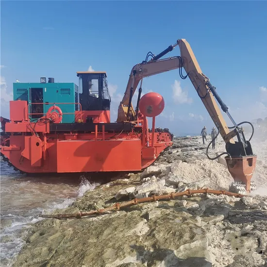 Amphibious Excavator with Pontoon in The Water