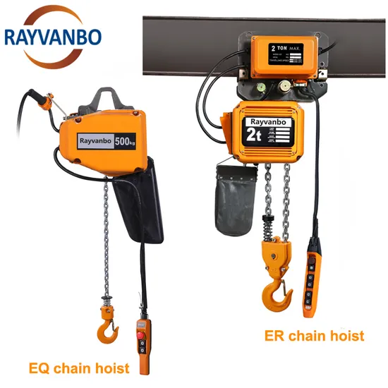High Efficiency New Product ER EQ Type Electric Chain Hoist 0.25 Ton 0.5 Ton 1 Ton 2 Ton 3 Ton 5 Ton 7.5 Ton with Hook Troelly Type