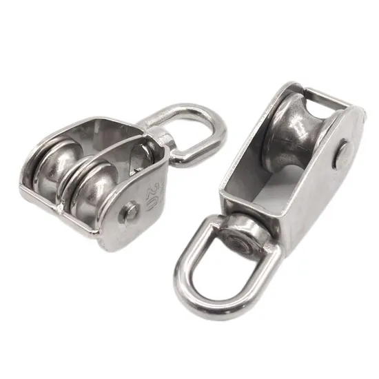 Factory Price 304 Stainless Steel M15 Single/Double Pulley System Hanging Wire Towing Wheel Rope Pulley Block/ Wheel