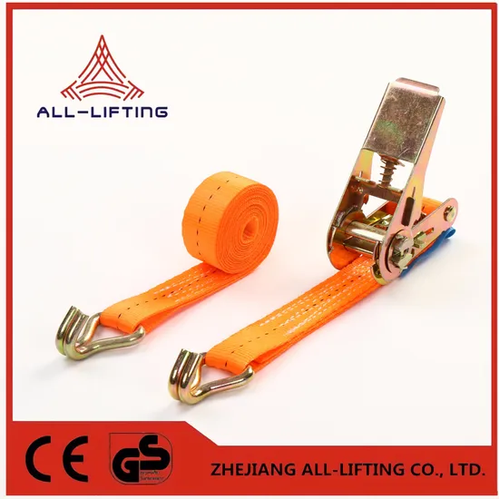 25mm 1" 1ton Cargo Lashing Belt Ratchet Tie Down Strap with Double J Hooks