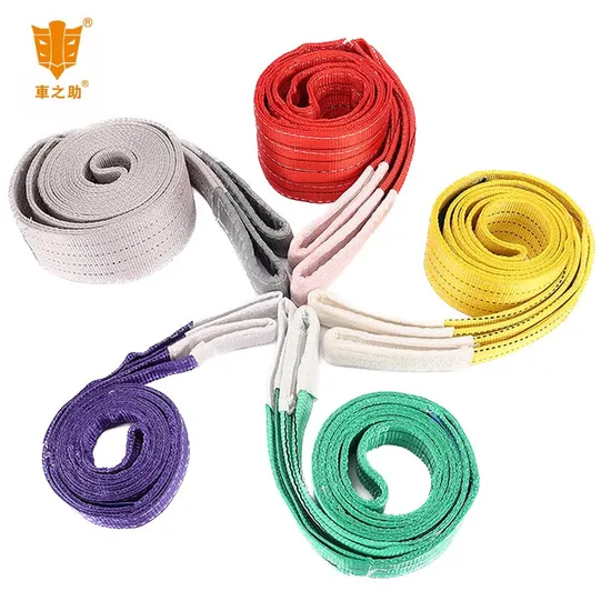 Industrial 100% Polyester Double Flat Eye-Eye Webbing Sling Port Lifting Cargos