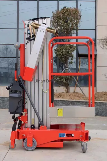 Dymg 5m 6m 8m 9m 10m 11m 12m Aerial Work Mast Lift Vertical Electric Hydraulic Single Person Lift One Man Lift Aluminum Alloy Mast Lift