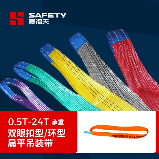 1t~12t Polyester Sling Flat Webbing Sling Ode ODM Factory Safety Factor 5: 1 6: 1 7: 1 Sling Belt