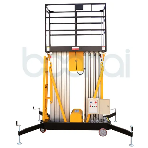 Double Mast Hydraulic Aluminum Vertical Man Lift, Telescopic Man Lift