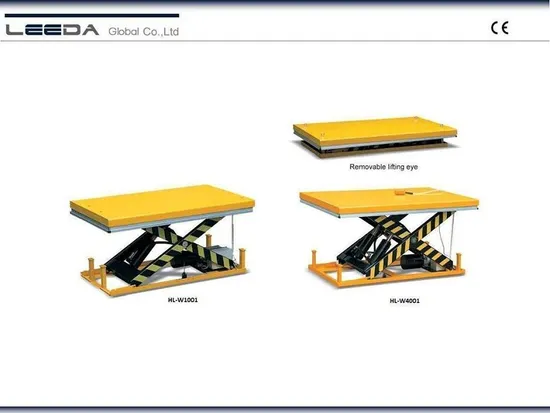 2000kg Stationary Electric Single Scissor Lift Table with 850X1300mm Platform Size Hl-W2001