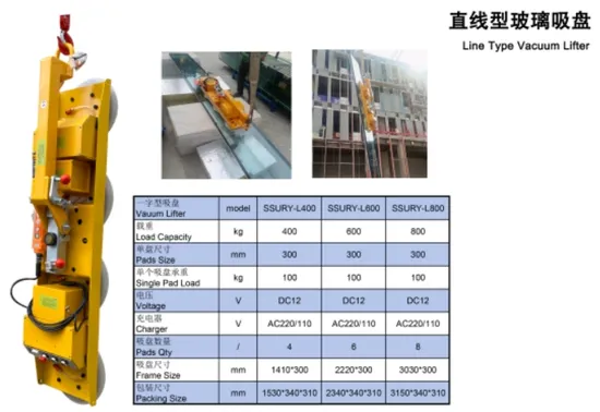 Line Type Vacuum Lifter Peumatic Electric Suction Sucker 600kgs
