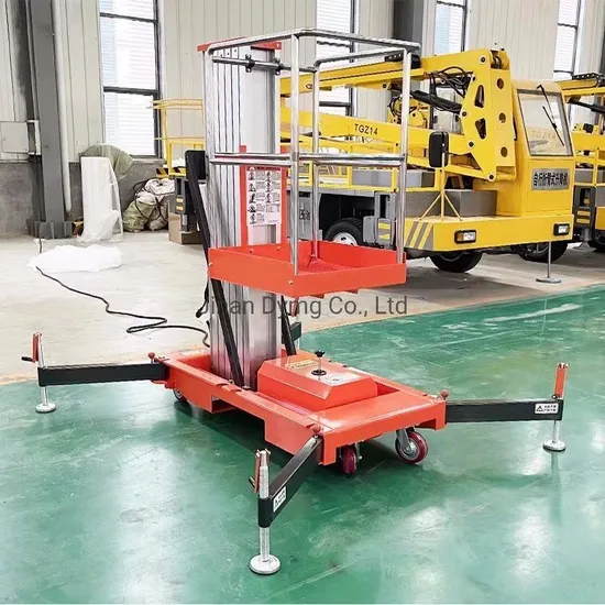 Electric Lift Work Mobile Aerial Work Platform Single Aluminium Alloy Mast Vertical Lift