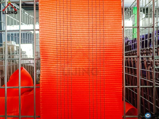 6: 1 Orange 8tons 250mm Width Polyester Webbing Material Sling Belt Lifting Strap