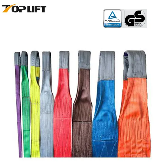 1-24ton Polyester Heavy Duty Double Ply Sf7: 1 Synthetic Lifting Webbing Flat Sling
