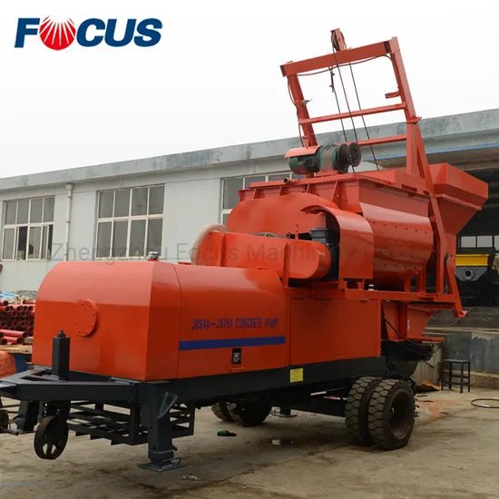 Focus 40m3 5000kg Twin Shaft Mini Concrete Mixer with Pump for Sell